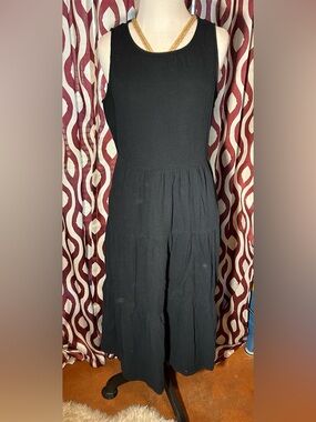 J. Crew Black Tiered Maxi Dress
